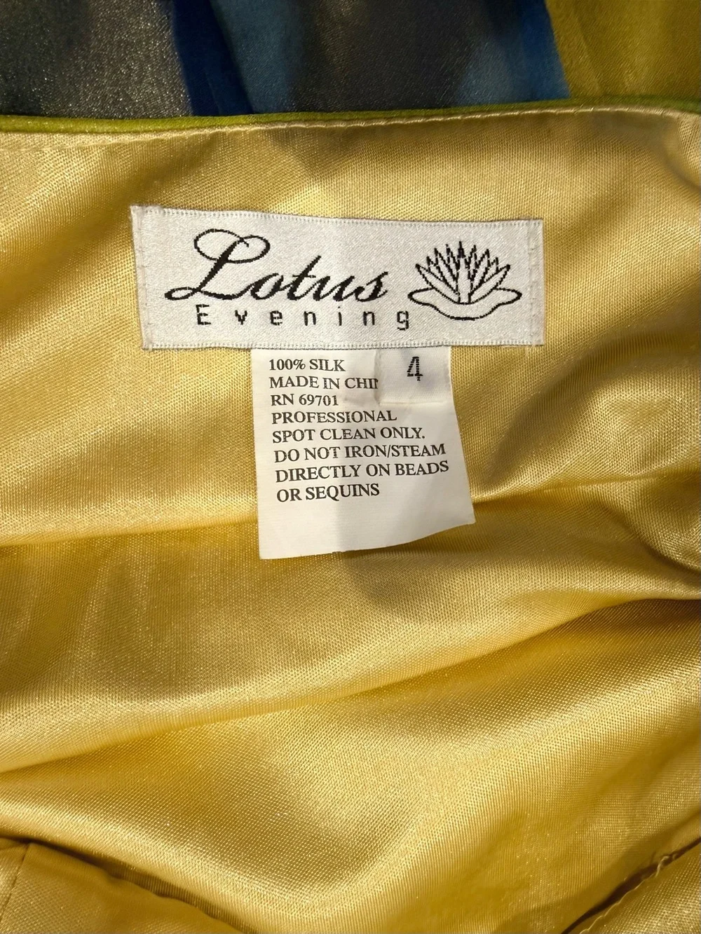 Vintage Fairy 100% Silk Dress in Lime & Navy